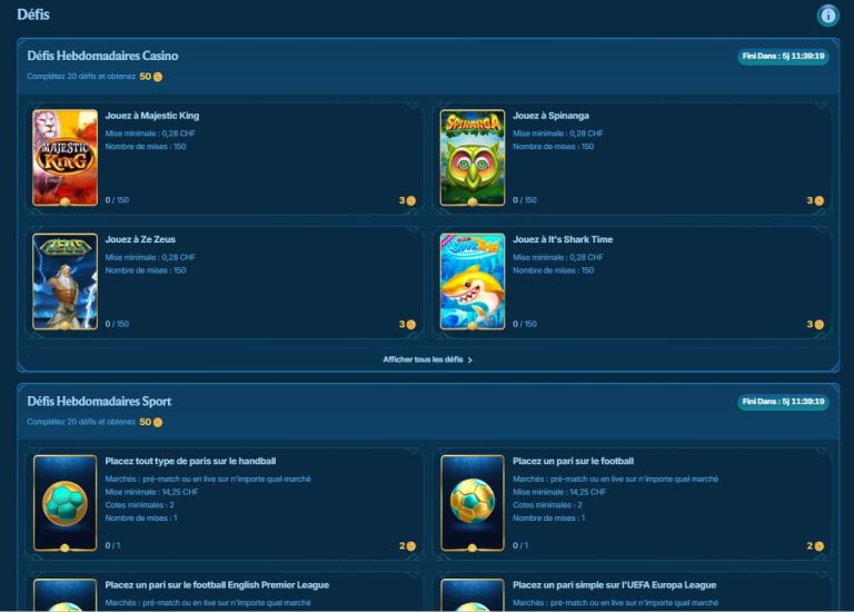 Aquawin Casino défis