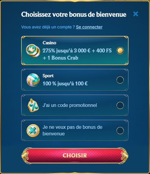 Aquawin Casino inscription