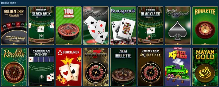 Aquawin Casino jeux table