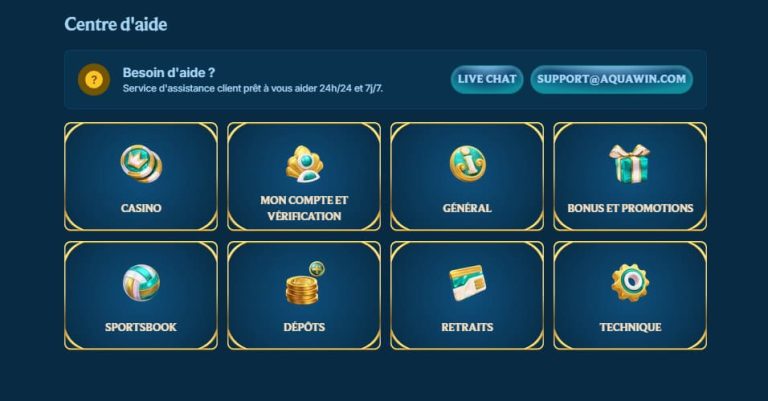 Aquawin Casino support client
